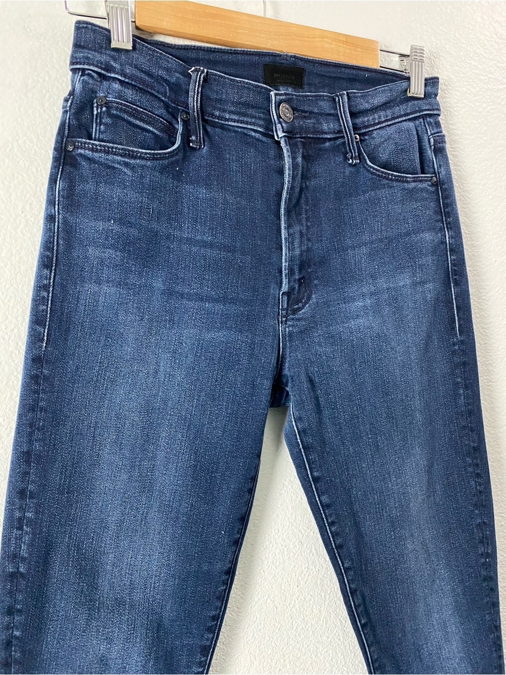 MOTHER Stunner Ankle Step Fray Jeans 28 Dark A Trip Down Memory Lane Slim Crop - Picture 5 of 15